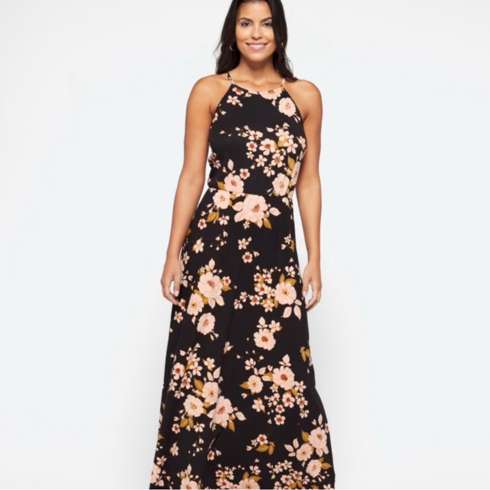 French Grey Floral Black and Pink Dress